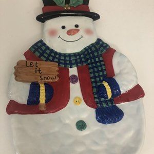 Christmas Let It Snow Snowman Platter